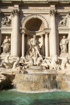 Trevi Fountain statues in Rome, Italy.