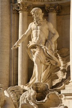 Closeup of Trevi fountain in Rome, Italy.