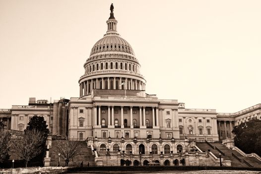 Sepia view of West side of United States Capitol building, Washington, D.C, U.S.A.