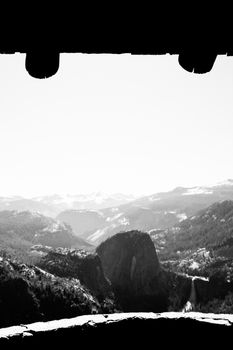 Valley viewed through from an observation point, Glacier Point, Yosemite Valley, Yosemite National Park, California, USA