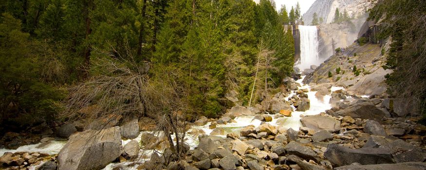 Scenic view of Vernal waterfall in Yosemite National Park, California, U.S.A.