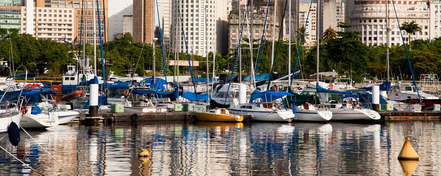 View of boats at Marina da Gloria in Rio de Janeiro, Brazil