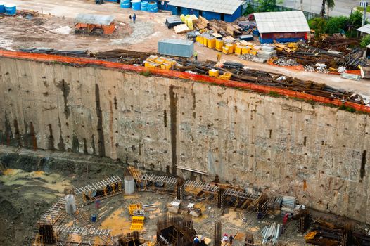 Detailed aerial view of a civil construction site.