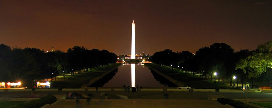 Reflection of a monument on water, Washington Monument, Washington DC, USA