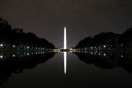 Reflection of a monument on water, Washington Monument, Washington DC, USA