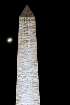 Low angle view of Washington Monument at night, Washington DC, USA