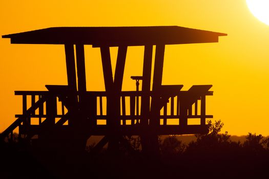 Silhouette of a watchtower, Merritt Island, Titusville, Brevard County, Florida, USA