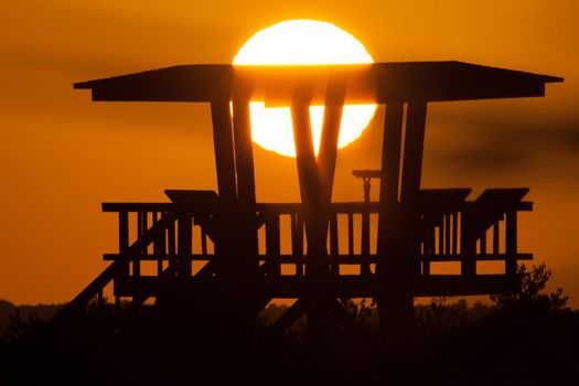Silhouette of a watchtower, Merritt Island, Titusville, Brevard County, Florida, USA