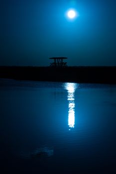 Silhouette of a watchtower at night, Merritt Island, Titusville, Brevard County, Florida, USA