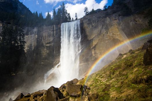 Waterfall in a forest, Yosemite Mist Trail, Vernal Falls, Yosemite National Park, California, USA