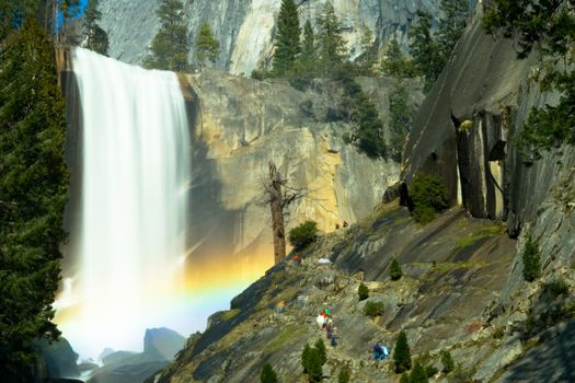 Waterfall in a forest, Yosemite Mist Trail, Vernal Falls, Yosemite National Park, California, USA