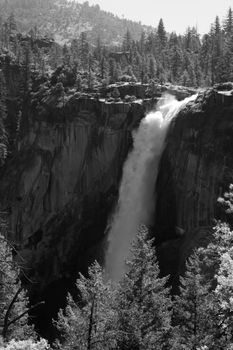 Water falling from rocks in a valley, Nevada Fall, Half Dome, Yosemite Valley, Yosemite National Park, California, USA