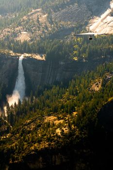 Waterfall in a forest, Nevada Fall, Glacier Point, Yosemite Valley, Yosemite National Park, California, USA