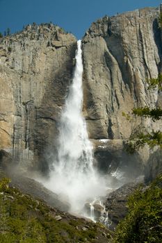 Scenic view of Yosemite Falls in Yosemite National Park, California, U.S.A.