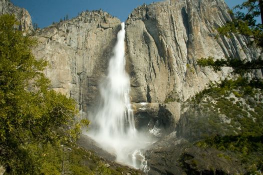 Waterfall in a forest, Yosemite Falls, Yosemite Valley, Yosemite National Park, California, USA