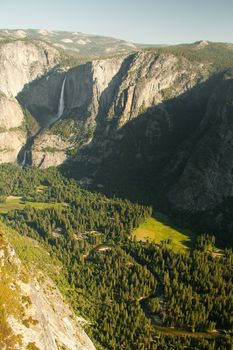 Scenic view of mountains and forests in Yosemite National Park viewed from Glacier Point, California.U.S.A.