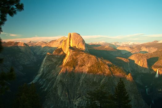 Mountainous landscape of Yosemite National Park viewed from Glacier Point, California, U.S.A.