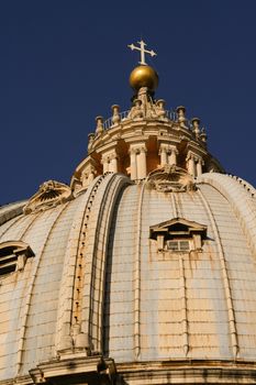 Details of the dome of a basilica, St. Peter's Basilica, St. Peter's Square, Vatican City, Rome, Rome Province, Lazio, Italy
