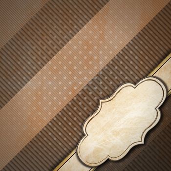 Brown cardboard vintage background with stripes, circles and blank label