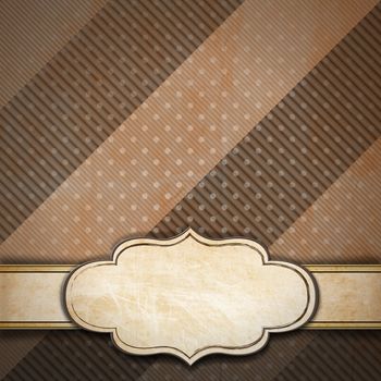 Brown cardboard vintage background with stripes, circles and blank label