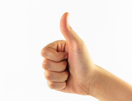 Woman hand sign isolated on white background