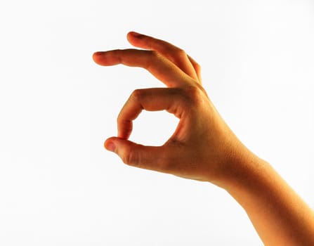 Woman hand sign isolated on white background