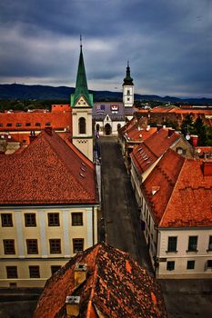Historic upper town in Zagreb, capital of Croatia