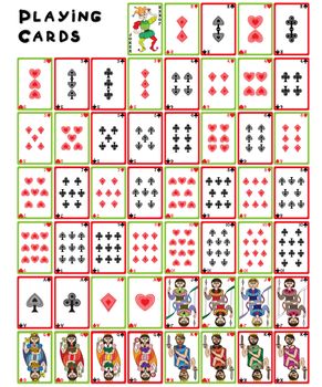 Playing cards pack, illustration of a full collection of objects isolated on white