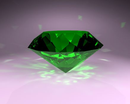 Emerald - green gem stone, abstract illustration.