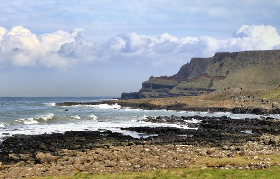 The Giant's Causeway and it's coast in County Antrim, Northern Ireland, are a UNESCO World Heritage site. This photo is composed from 4 separate shots