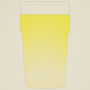 Retro looking Illustration of a pint of lager beer