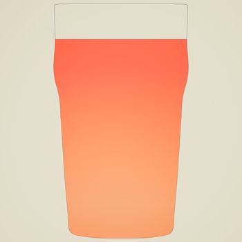 Retro looking Illustration of a pint of bitter beer