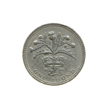 One Pound coin isolated over a white background