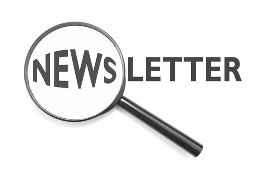 Magnifying glass focused on the word newsletter