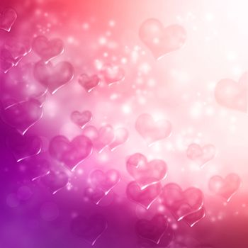 Hearts on pink and purple gradient background