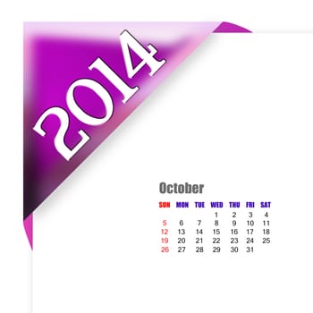 October of 2014 calendar 