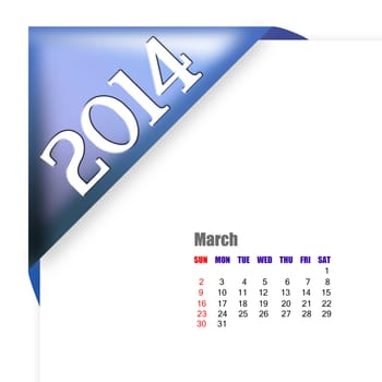 March of 2014 calendar 