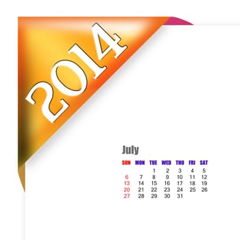 July of 2014 calendar 
