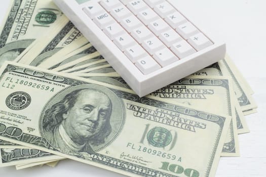 calculator on US bank note