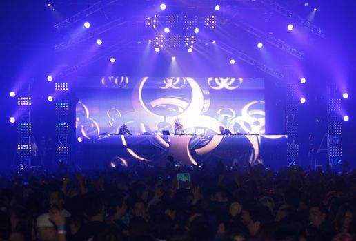 BANGKOK - DECEMBER 9 : STEVE AOKI  show at  808 FESTIVAL 2013, a super-charged international beat buffet that is set to rock the ears dancing feet of Bangkok, Thailand.