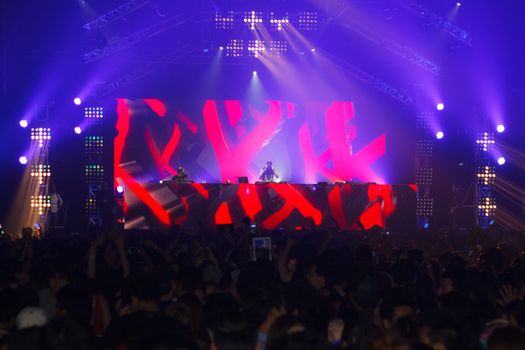 BANGKOK - DECEMBER 9 : STEVE AOKI  show at  808 FESTIVAL 2013, a super-charged international beat buffet that is set to rock the ears dancing feet of Bangkok, Thailand.