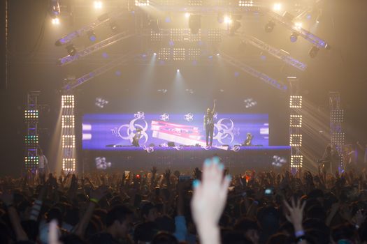 BANGKOK - DECEMBER 9 : STEVE AOKI  show at  808 FESTIVAL 2013, a super-charged international beat buffet that is set to rock the ears dancing feet of Bangkok, Thailand.