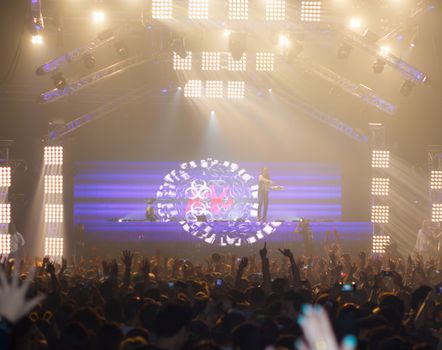 BANGKOK - DECEMBER 9 : STEVE AOKI  show at  808 FESTIVAL 2013, a super-charged international beat buffet that is set to rock the ears dancing feet of Bangkok, Thailand.