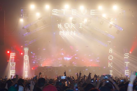 BANGKOK - DECEMBER 9 : STEVE AOKI  show at  808 FESTIVAL 2013, a super-charged international beat buffet that is set to rock the ears dancing feet of Bangkok, Thailand.