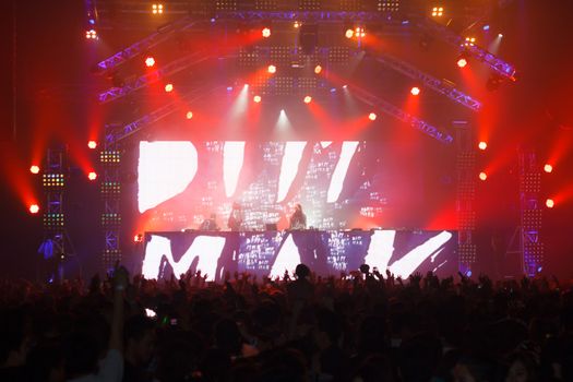 BANGKOK - DECEMBER 9 : STEVE AOKI  show at  808 FESTIVAL 2013, a super-charged international beat buffet that is set to rock the ears dancing feet of Bangkok, Thailand.