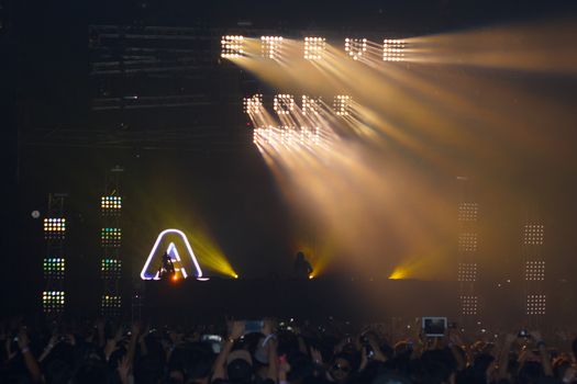 BANGKOK - DECEMBER 9 : STEVE AOKI  show at  808 FESTIVAL 2013, a super-charged international beat buffet that is set to rock the ears dancing feet of Bangkok, Thailand.