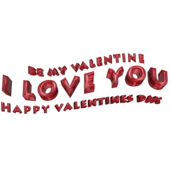 Glossy red three-dimensional inscription I LOVE YOU