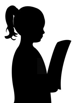 girl reading newspaper silhouette vector