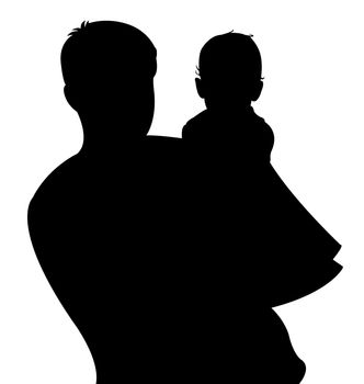 father and baby girl together, silhouette vector