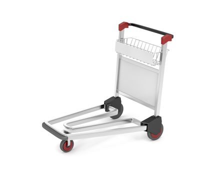 Airport baggage trolley on white background